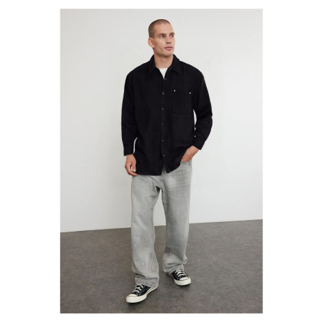 Trendyol Black Oversize Fit Cashmere Winter Textured Shirt