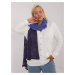 Blue and navy blue cotton long women's scarf with wool