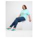 Mint blouse plus size with short sleeves