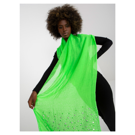 Fluo green scarf with rhinestone application