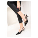 Soho Women's Black Patent Leather Classic Heeled Shoes 18774