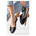 Mio Gusto Mayra Black Color Open Back Blunt Toe Women's Ballerina Shoes