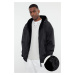 Trendyol Unisex Black Plush Double-Sided Hooded Winter Coat