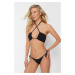 Trendyol Black Tie-Up Textured Regular Bikini Bottom