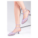 Mio Gusto Antonella Lilac Color Ankle Strap Low Heeled Shoes