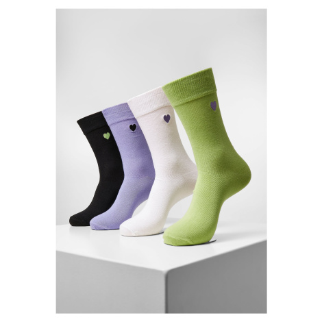 Heart Socks 4-Pack Black+Lilac+Lime+White