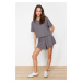 Trendyol Anthracite Soft Touch T-shirt and Shorts Knitted Two Piece Set