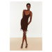Trendyol Brown Lace Detailed Knitted Evening Dress