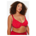 Trendyol Curve Red Polka Dot Wire Mesh Plus Size Bra