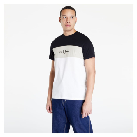 FRED PERRY Embroidered Panel T-Shirt Snow White
