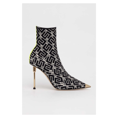 Členkové topánky Elisabetta Franchi dámske, čierna farba, na vysokom podpätku, SA43L36E2