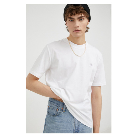Bavlnené tričko Marc O'Polo biela farba, jednofarebné