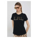 Bavlnené tričko Lauren Ralph Lauren čierna farba