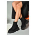 Fox Shoes R820190202 Women's Black Suede Thick Sole Boots