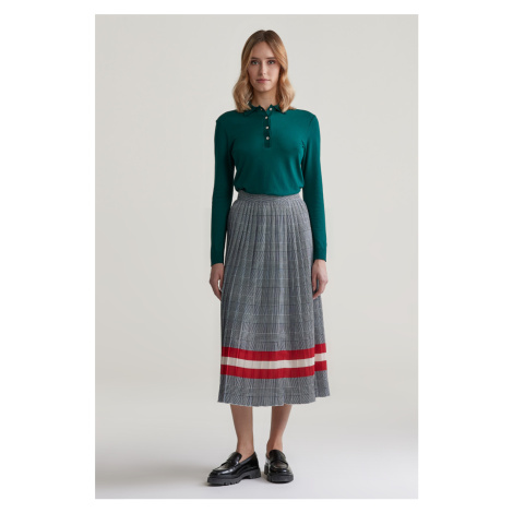 SUKŇA GANT CHECK PRINT PLEATED SKIRT EVENING BLUE