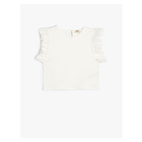 Koton T-Shirt Crew Neck Ruffle Sleeve Cotton