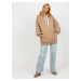 Dark beige long basic oversize hoodie