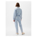 GAP LS DENIM BELTED JUMPSUIT Dámsky overal, svetlomodrá, veľkosť