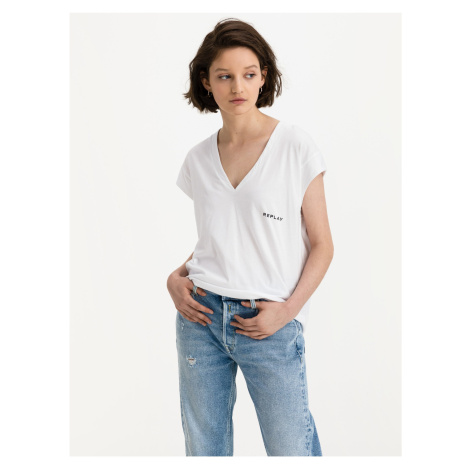 Tričká s krátkym rukávom pre ženy Replay - biela