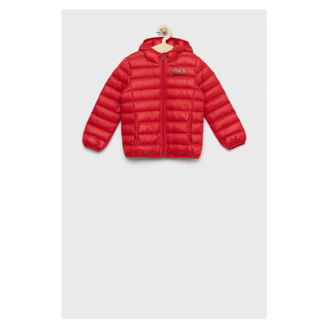 Detská páperová bunda EA7 Emporio Armani červená farba,