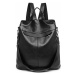 Konofactory Čierny kožený ruksak s príveskom 2v1 „Classic“ 11L