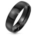 Prsteň z ocele v čiernom farebnom odtieni - široké ramená s matným povrchom, 6 mm - Veľkosť: 70 