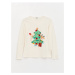 LC Waikiki Crew Neck Christmas Themed Long Sleeve Girls T-Shirt