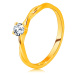 Zásnubný prsteň v žltom 14K zlate - brúsený zirkón čírej farby vsadený v prsteni - Veľkosť: 56 m