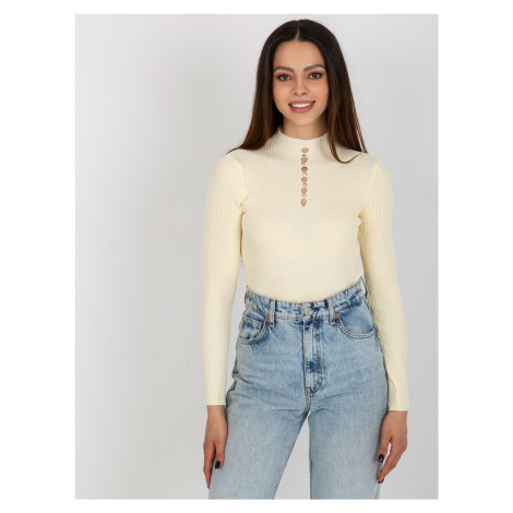 Cream fitted ribbed blouse