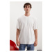 GRIMELANGE Darell Men's Oversize Fit 100% Cotton Thick Textured Printed White T-shir