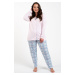 Materské pyžamo Italian Fashion Emilly - dlhé bavlnené Svetloružová-modrá
