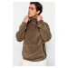 Trendyol Limited Edition Khaki Regular/Normal Cut Printed Anti-Pilling Fleece Sweatshirt