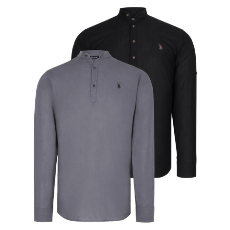 DOUBLE SET G783 DEWBERRY JUDGE COLLAR SHIRT-BLACK-ANTHRACITE