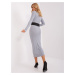 Gray fitted turtleneck maxi dress