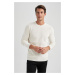 DEFACTO Slim Fit Slim Cut Crew Neck Basic Plain Knitwear Sweater