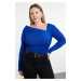 Trendyol Curve Saks Asymmetrical Collar Body-hugging Fine Knitwear Sweater