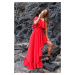 Červené asymetrické maxi šaty Samanta