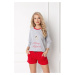 Pyžamo Cookie Short Grey-Red - Aruelle