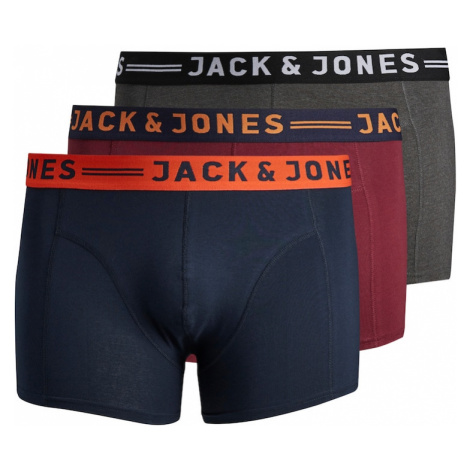 Jack & Jones Plus Boxerky  námornícka modrá / sivá melírovaná / tmavooranžová / burgundská