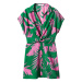 MANGO Košeľové šaty 'Mila'  zelená / ružová