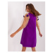 Knee-length purple and camel cocktail dress