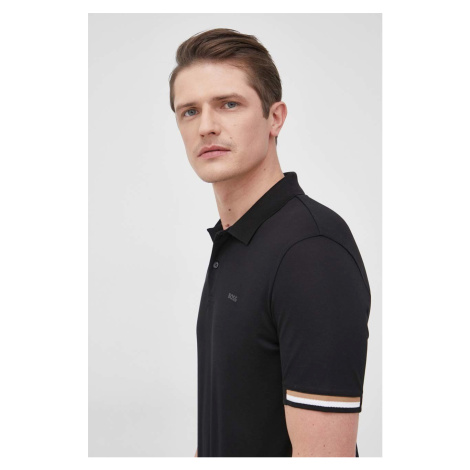 Bavlnené polo tričko BOSS čierna farba,jednofarebné,50467113 Hugo Boss