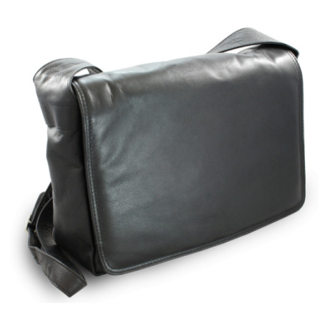 Černá kožená klopnová kabelka 213-2024-60 Arwel