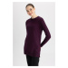 DEFACTO Regular Fit Crew Neck Side Slit Basic Plain Sweater Tunic