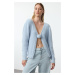 Trendyol Blue Feather Rose Detailed Knitwear Cardigan