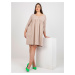 Basic beige dress of larger size with pockets