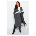 Trendyol Anthracite Skirt Tassels Long Knitwear Cardigan