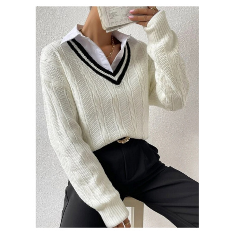 Biely pletený sveter iMóda