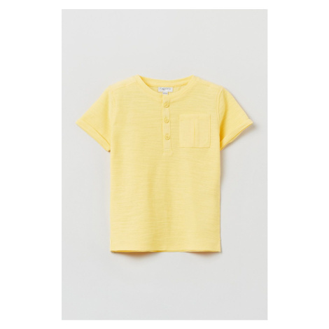 Detské bavlnené tričko OVS žltá farba, jednofarebný