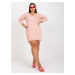 Dusty pink cotton tunic plus sizes with V-neck